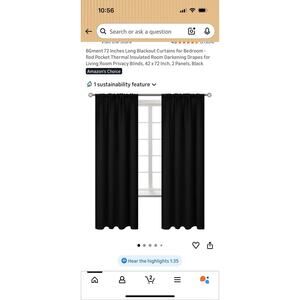 Black New Blackout Curtains 42x72 Rod Pocket 2 Panels Thermal BGment